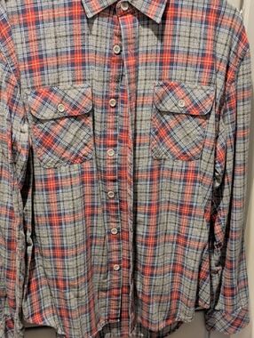 Men's Plaid Button-Up Shirt in Red & Blue California